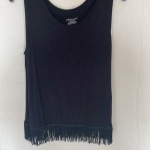 black fringe tank top